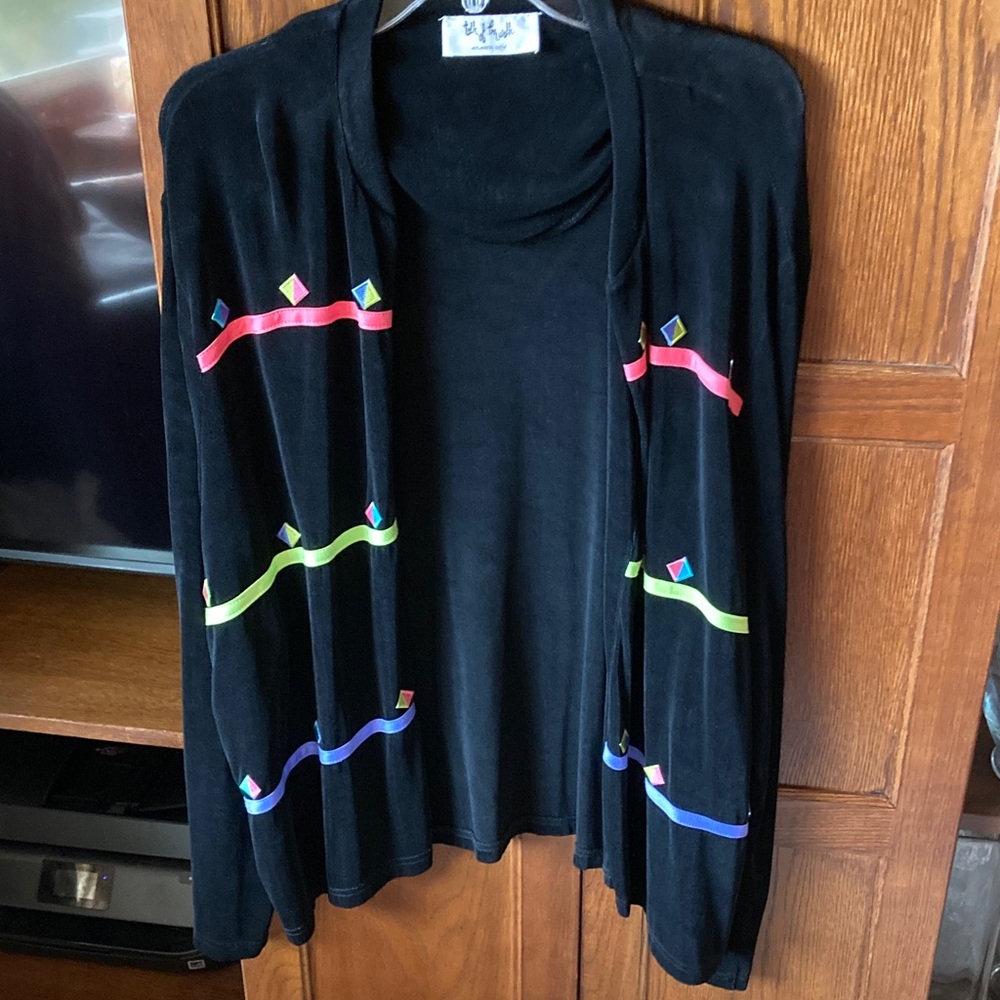 Talk of the Walk Black Cardigan with Colorful Accents
